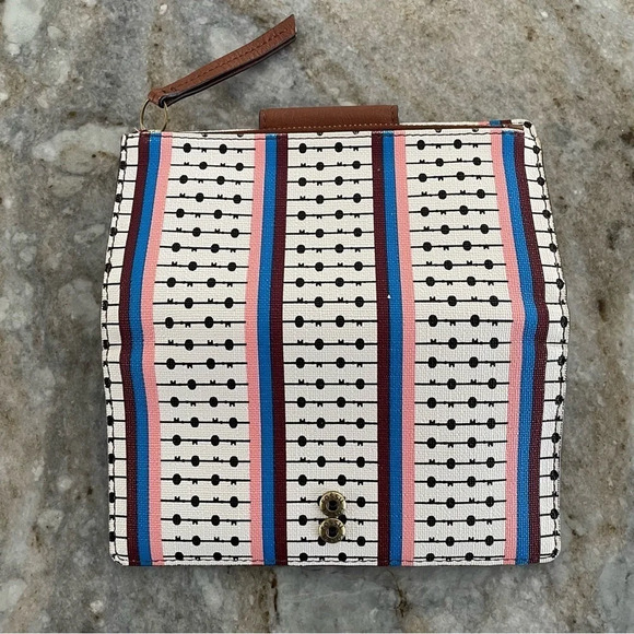 Fossil Women's Wallet Caroline Clutch ECRU Multi Stripe Zip - Picture 8 of 16